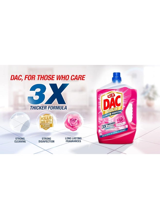 داك منظف ​​متعدد الأغراض مطهر DAC Gold - برائحة الورد (3 لترات + 1 لتر)، لإزالة 99.9% من الجراثيم والبكتيريا - Image 4